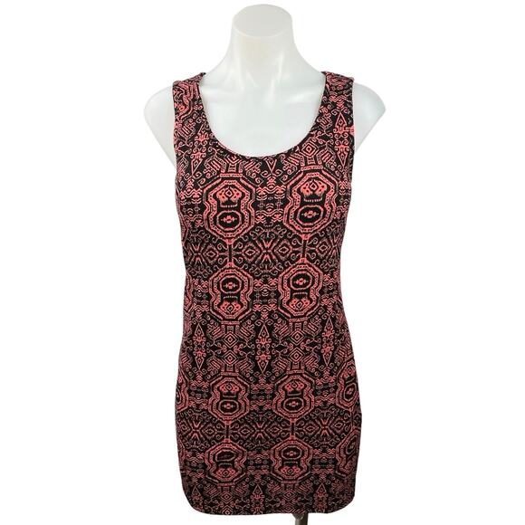 Papaya Women's Red Lace Floral Abstract Print Sleeveless Bodycon Mini Dress S - Picture 1 of 4